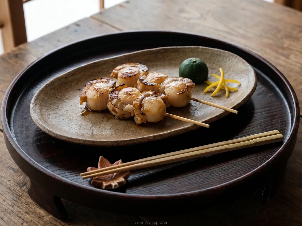 Grilled Scallop Skewers (帆立串焼き, Hotate Kushiyaki) - Chef Takumi