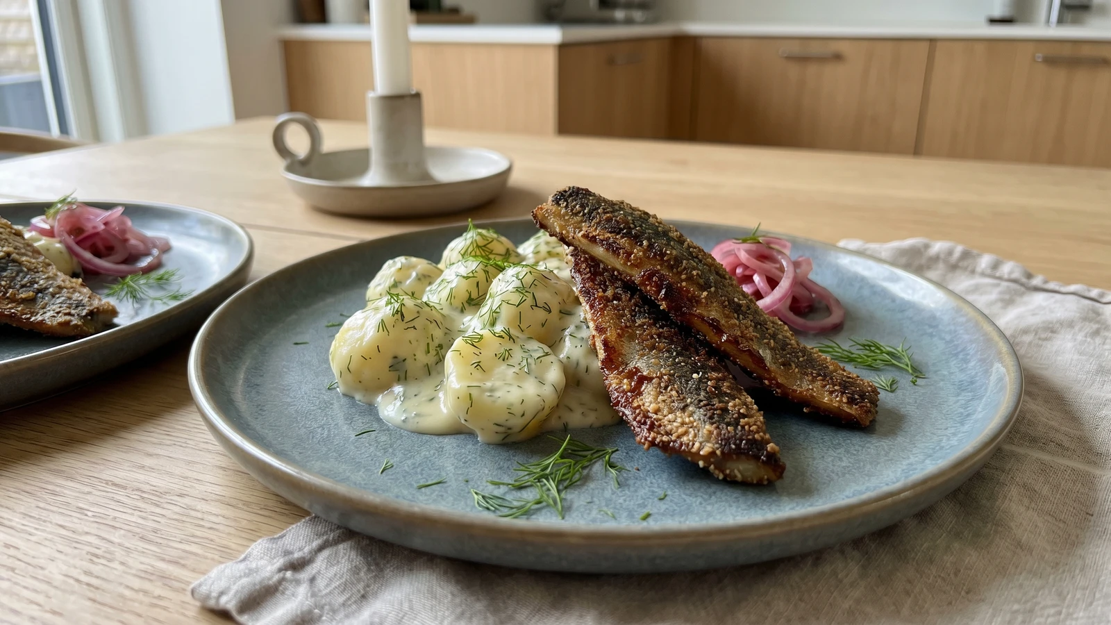 Stegte Sild med Dildstuvede Kartofler