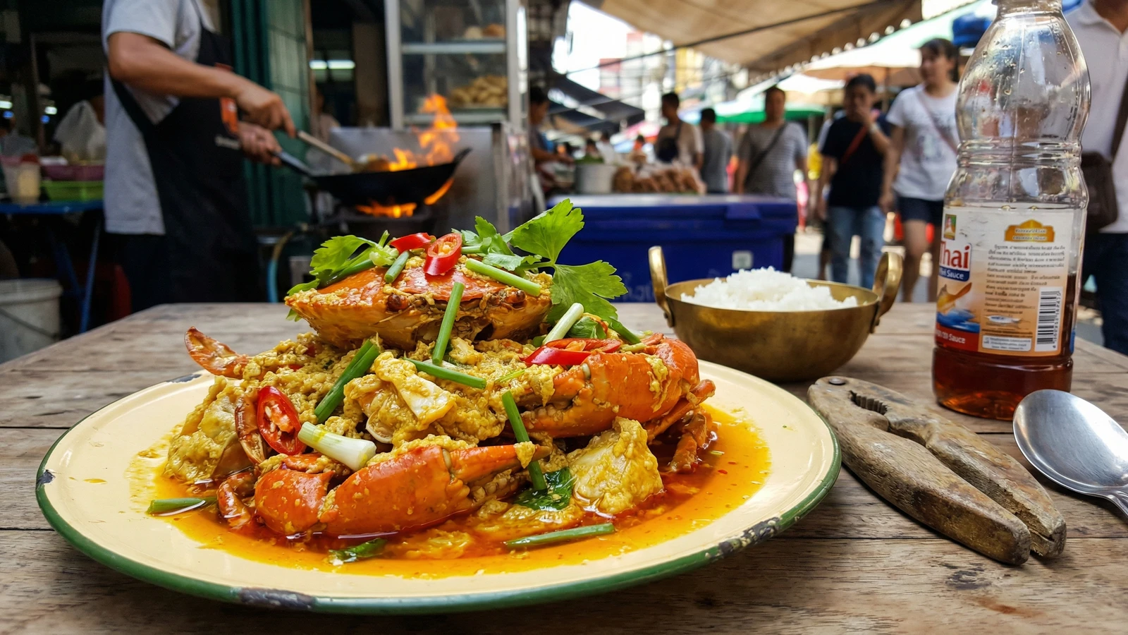 Crab in Curry Powder Sauce (Poo Pad Pong Kari)
