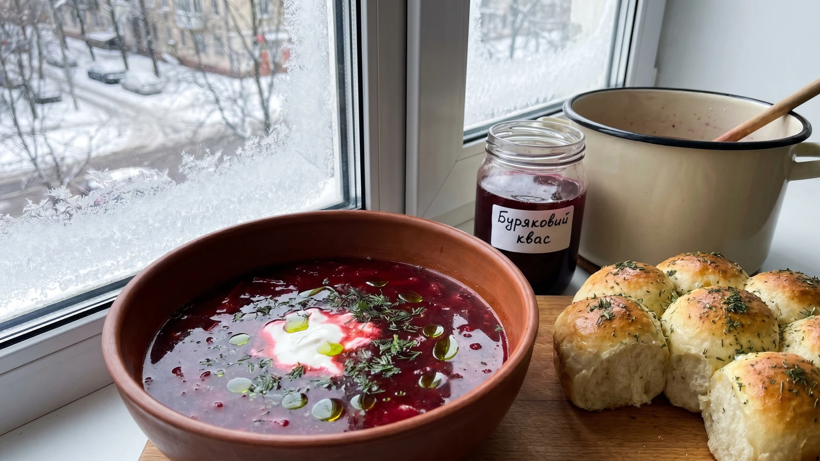 Borshch (борщ, red beet soup)