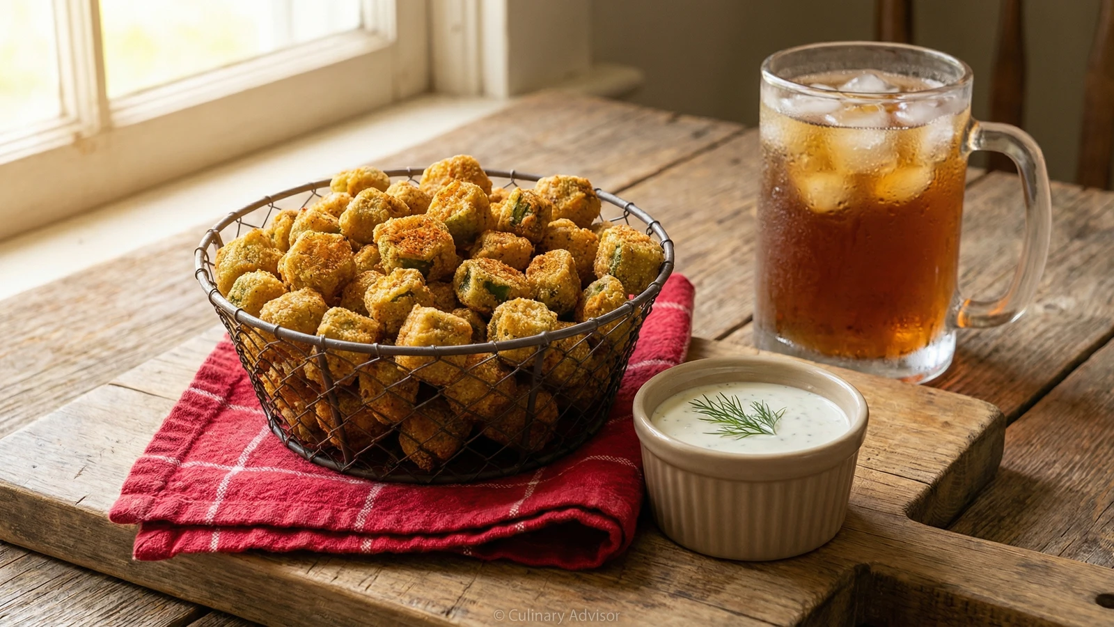 Fried Okra with Buttermilk Ranch