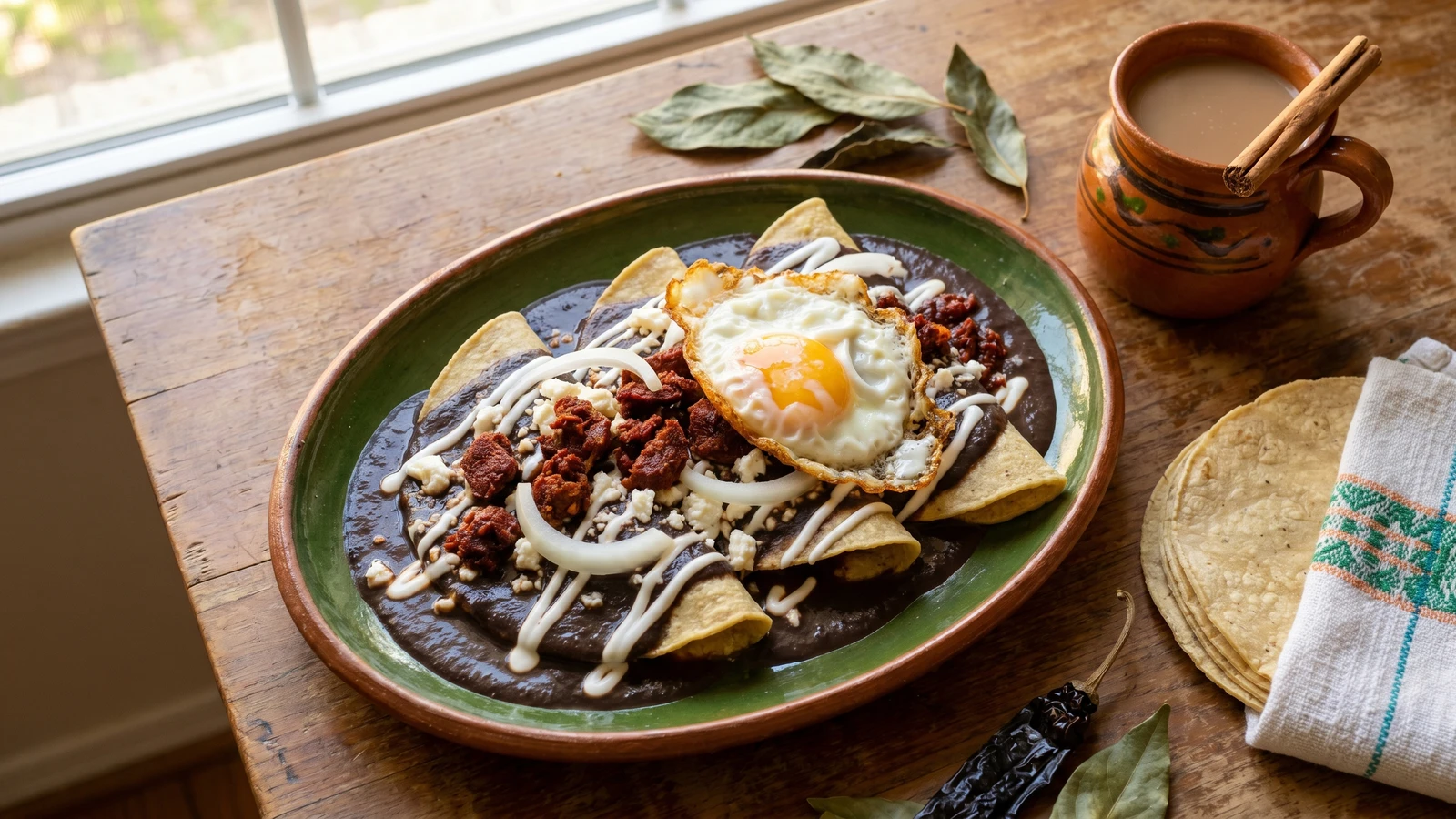 Enfrijoladas con Chorizo de Oaxaca