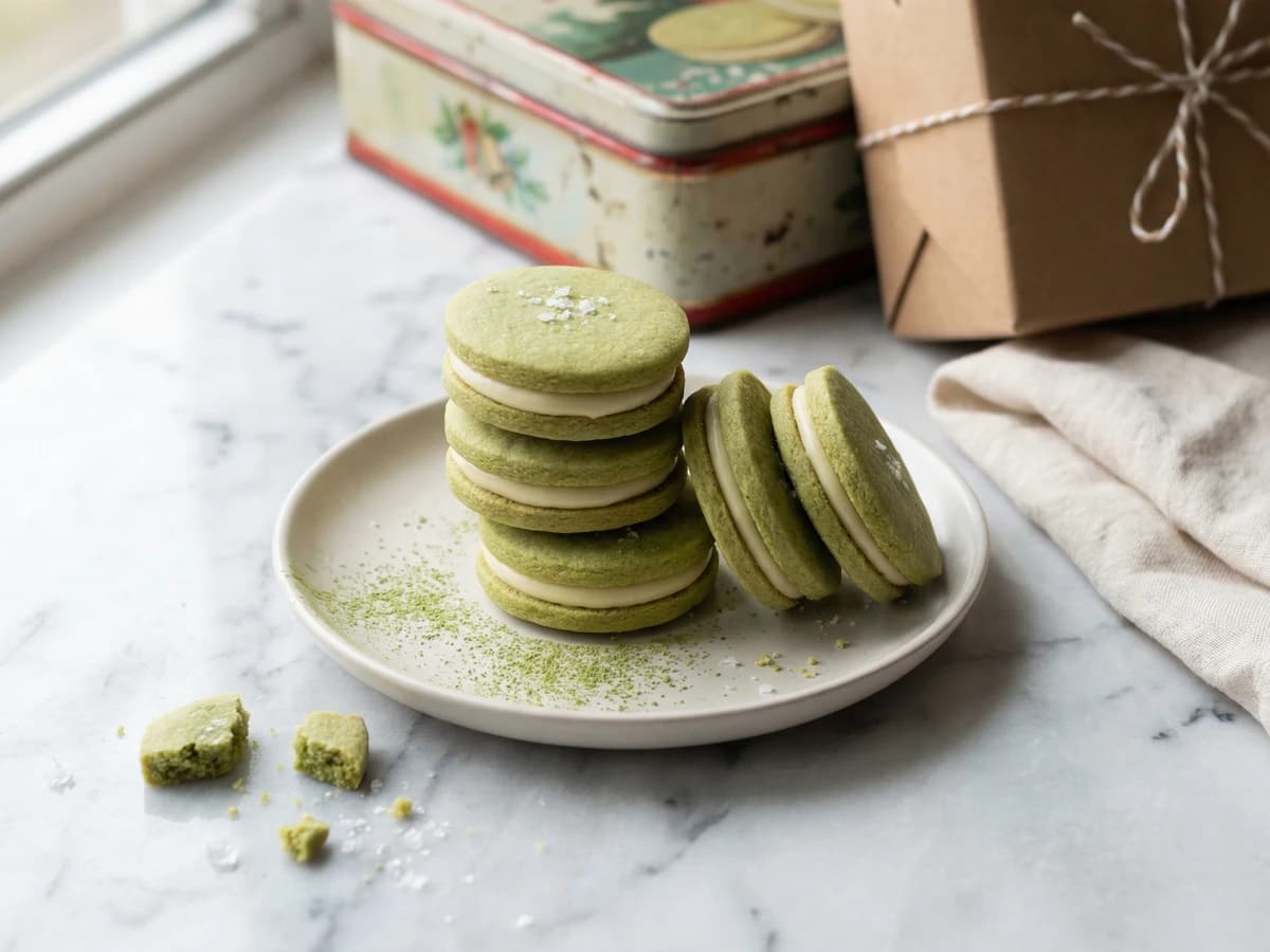 Matcha White Chocolate Shortbread Sandwiches - Chef Dean