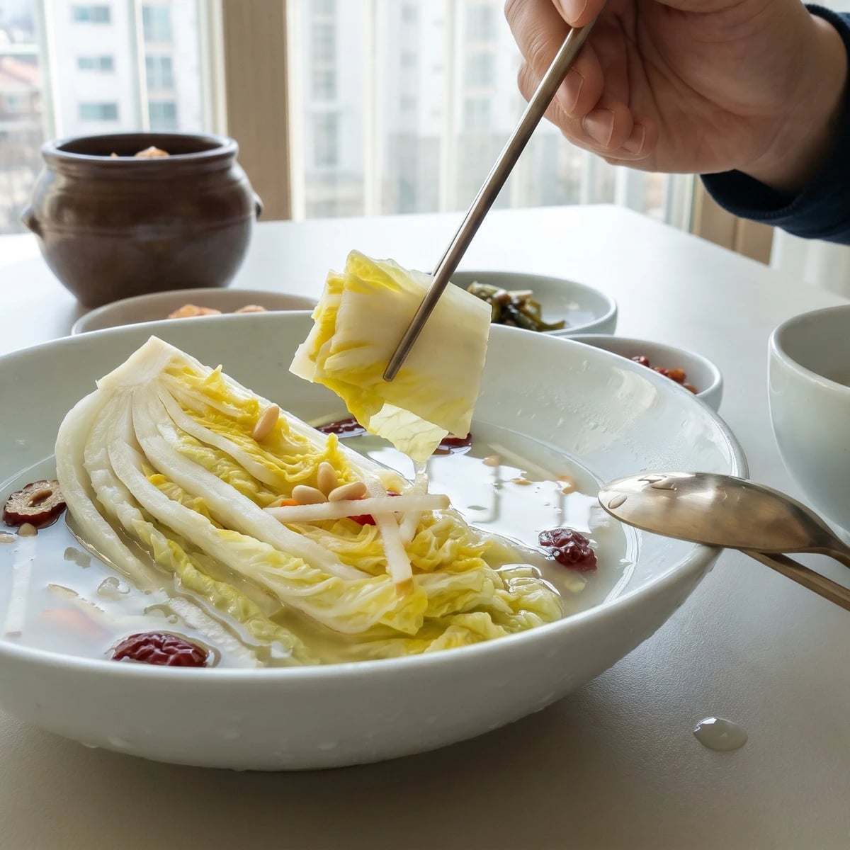 Baek-kimchi (White Napa Cabbage Kimchi)