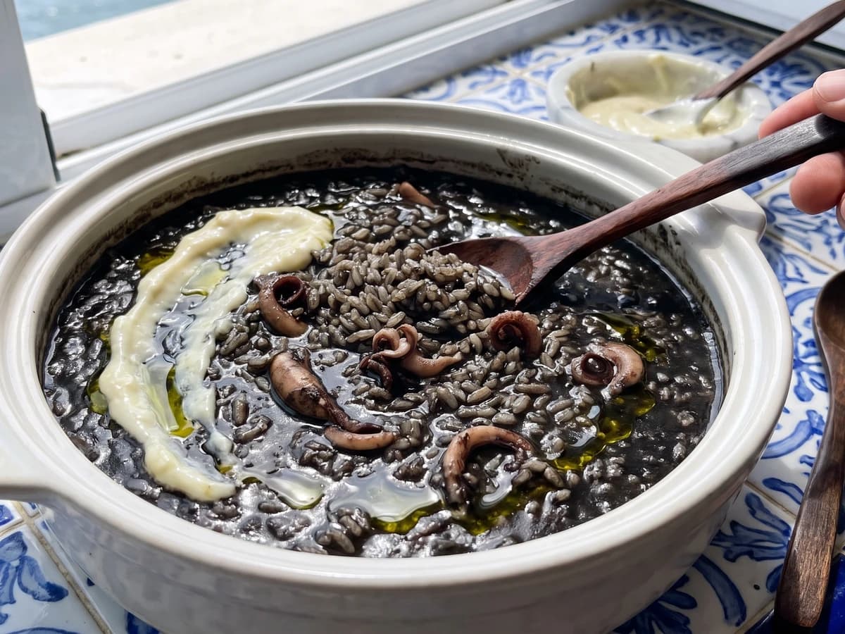 Arroz Negro Caldoso con Chipirones - Chef Isabel