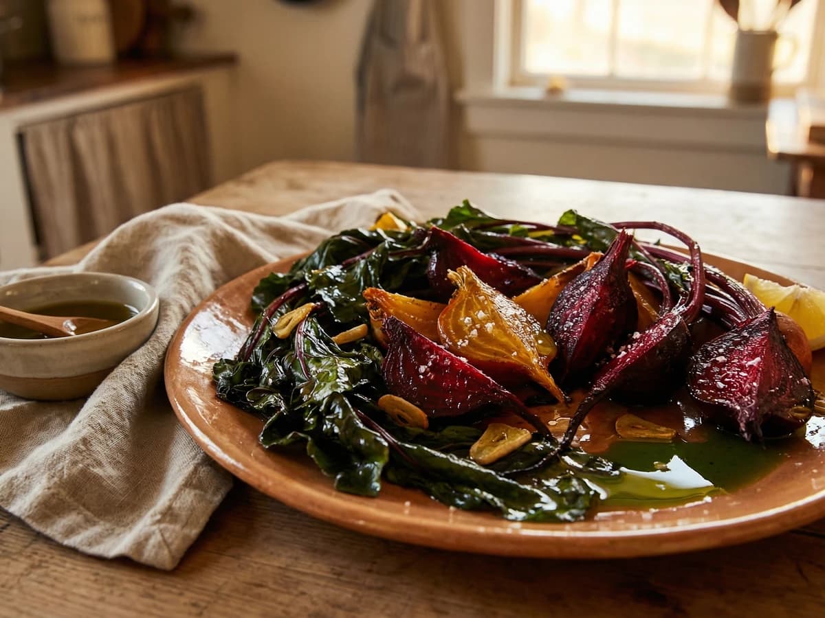 Wood-Fired Beets with Their Greens - Chef Ally