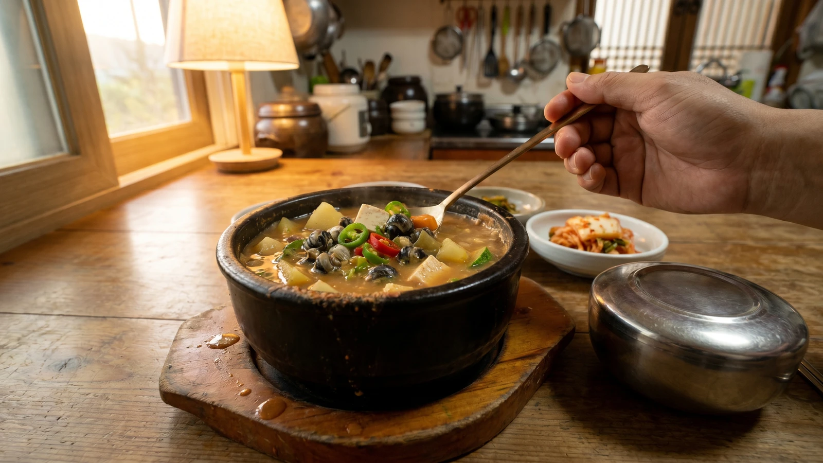 Ureong-doenjang-jjigae (River Snail Soybean Paste Stew)