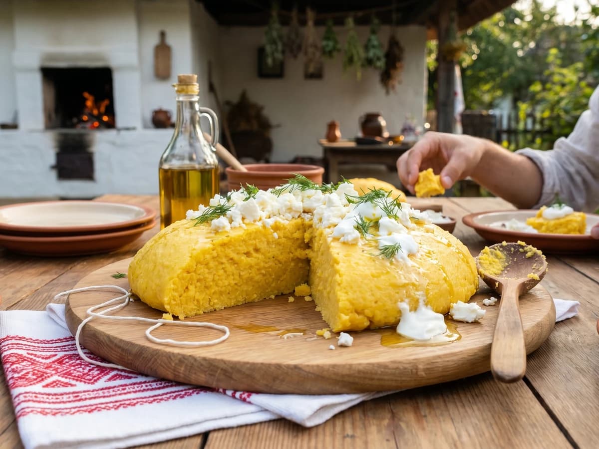 Mamalyha (мамалига, Bessarabian Cornmeal with Bryndza) - Chef Lesia