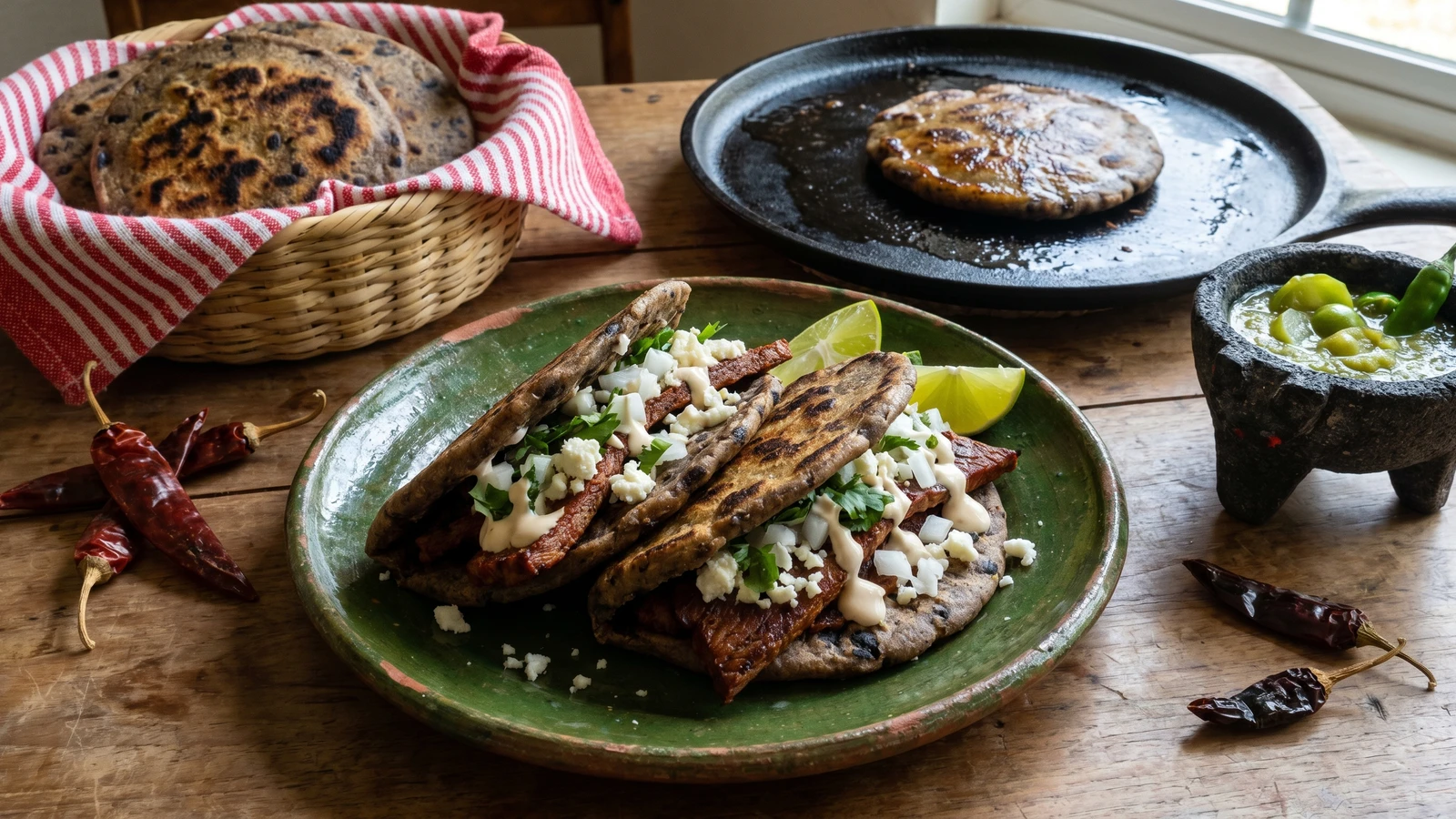 Bocoles Huastecos con Cecina Enchilada