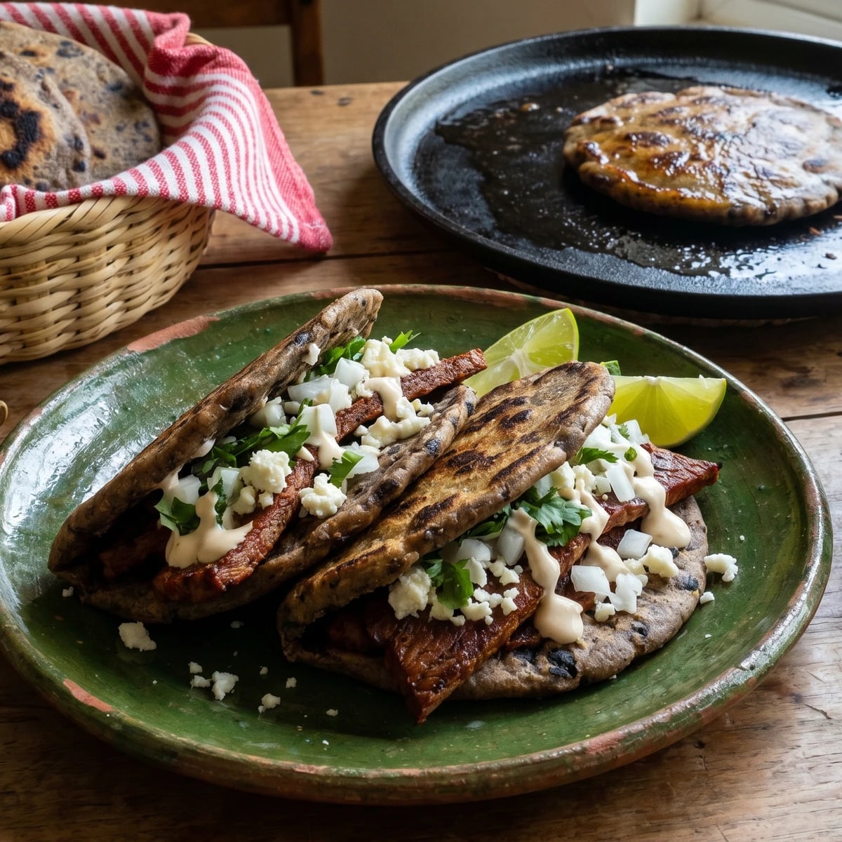 Bocoles Huastecos con Cecina Enchilada