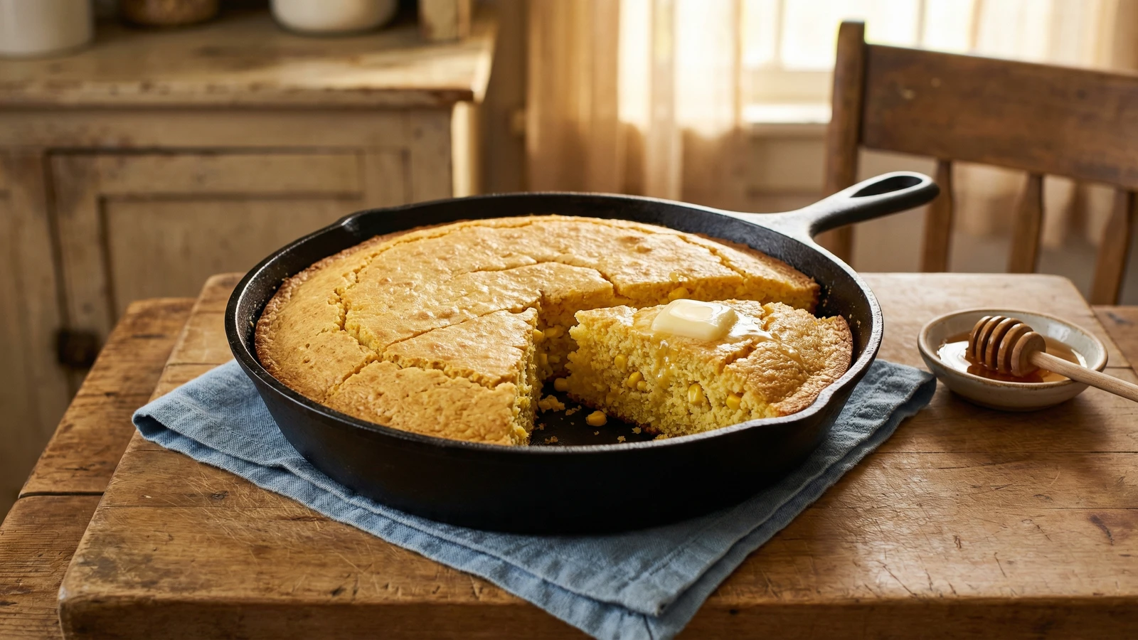 Skillet Cornbread with Fresh Corn Kernels