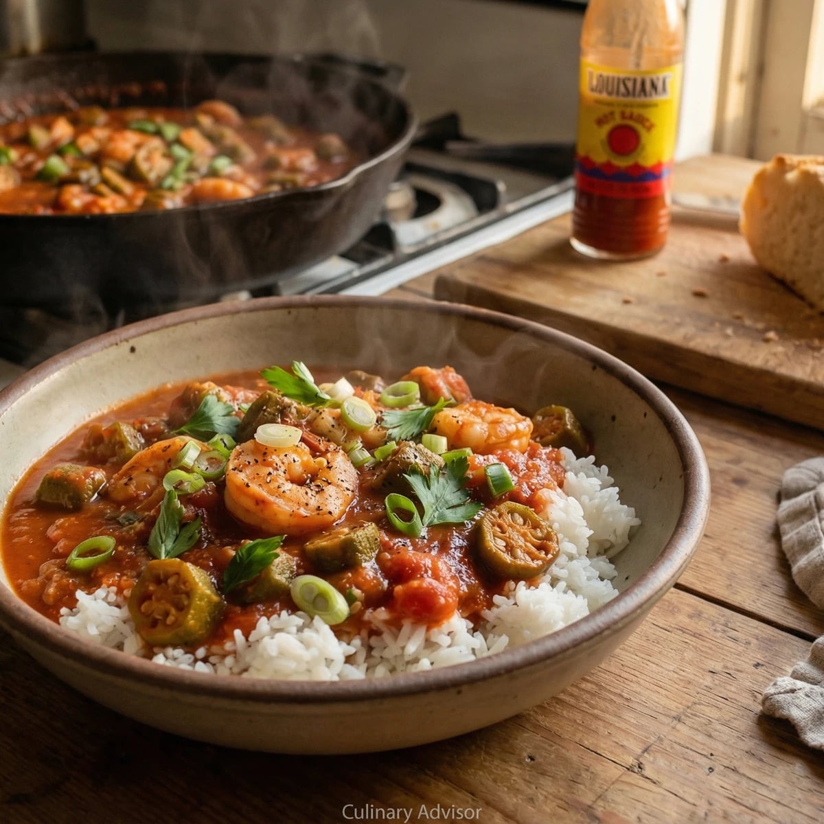 Smothered Okra with Shrimp