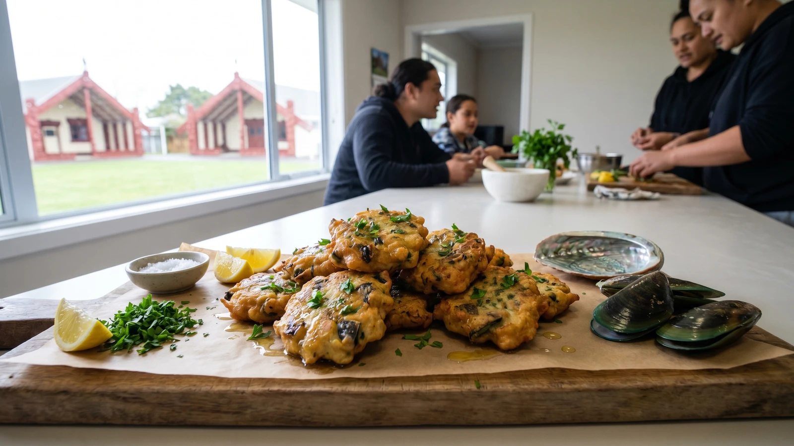He Kao Kūtai (Māori Green-Lipped Mussel Fritters)