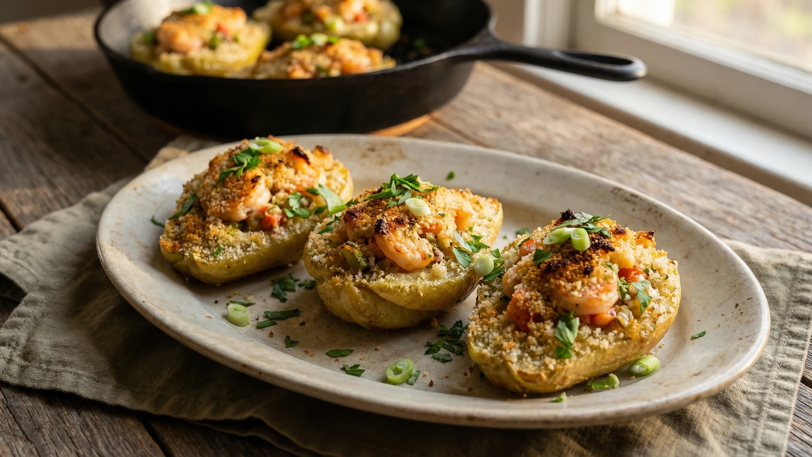 Stuffed Mirlitons with Shrimp