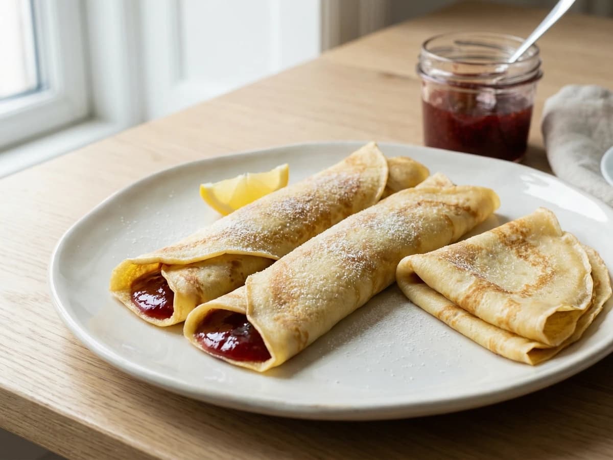 Pandekager med Sukker og Syltetoj - Chef Freja