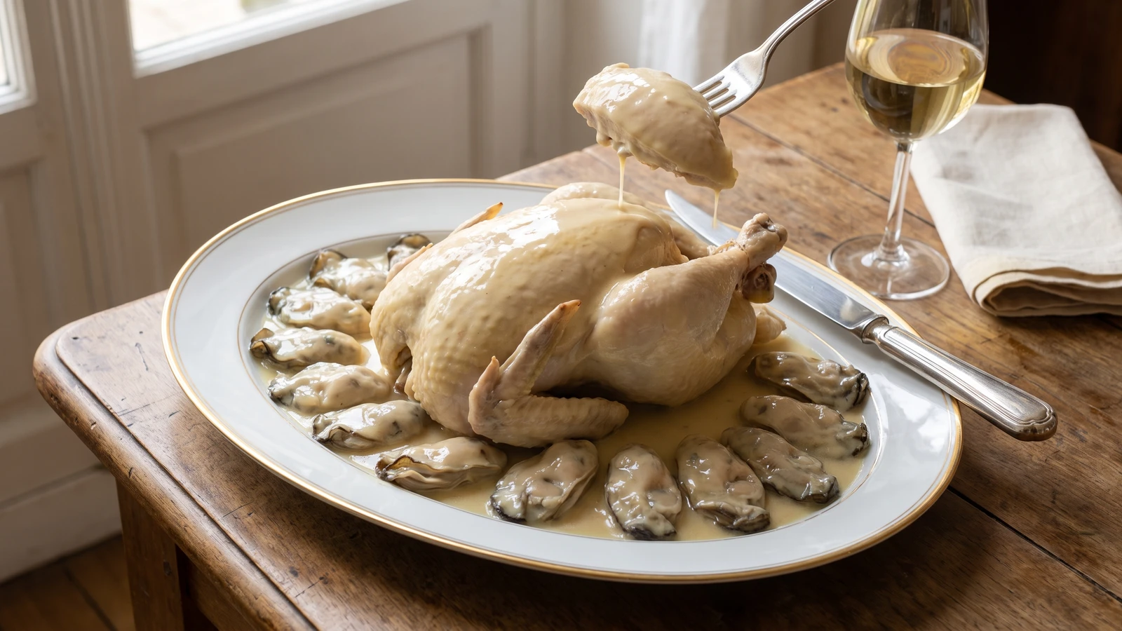 Poularde aux Huîtres