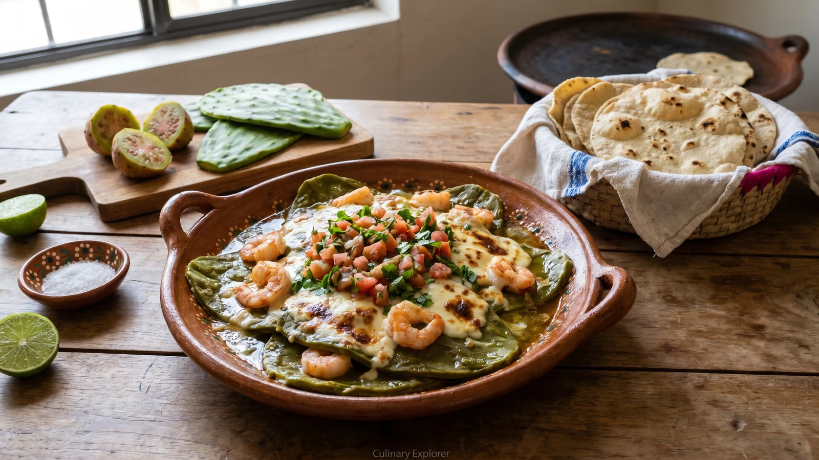 Nopales en su Madre Queretanos con Camarón