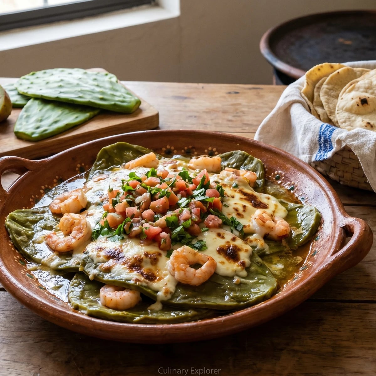 Nopales en su Madre Queretanos con Camarón