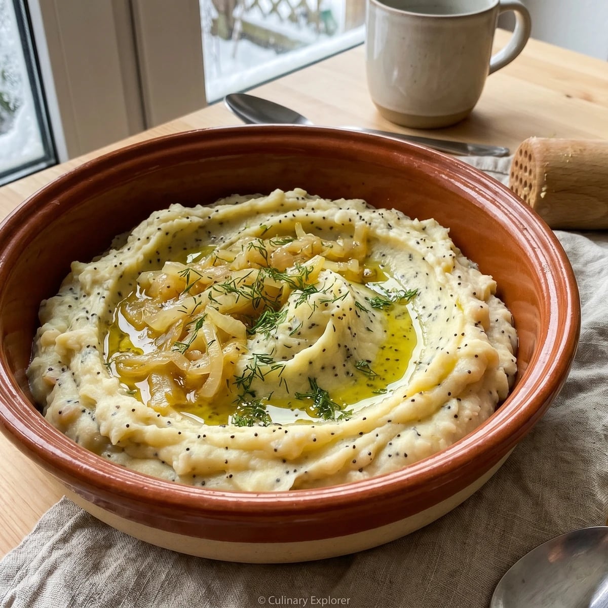 Tovchanka (товчанка, mashed potato and beans with poppy)