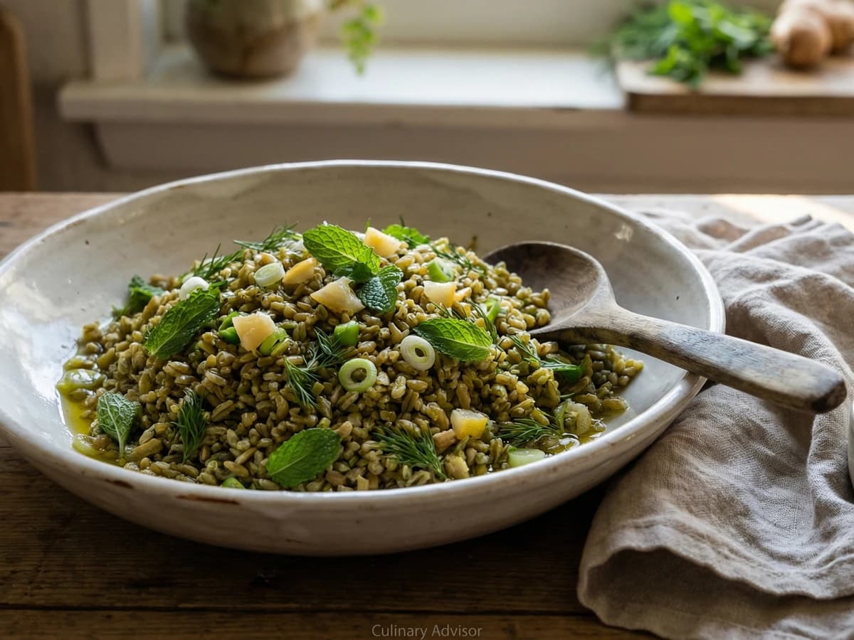 Freekeh with Herbs and Preserved Lemon - Chef Ally