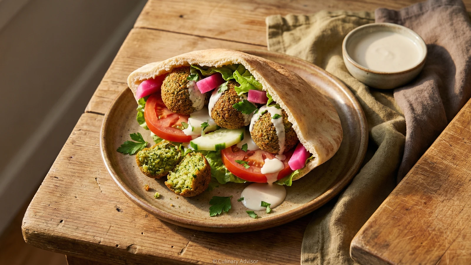 Falafel Pita with Market Vegetables