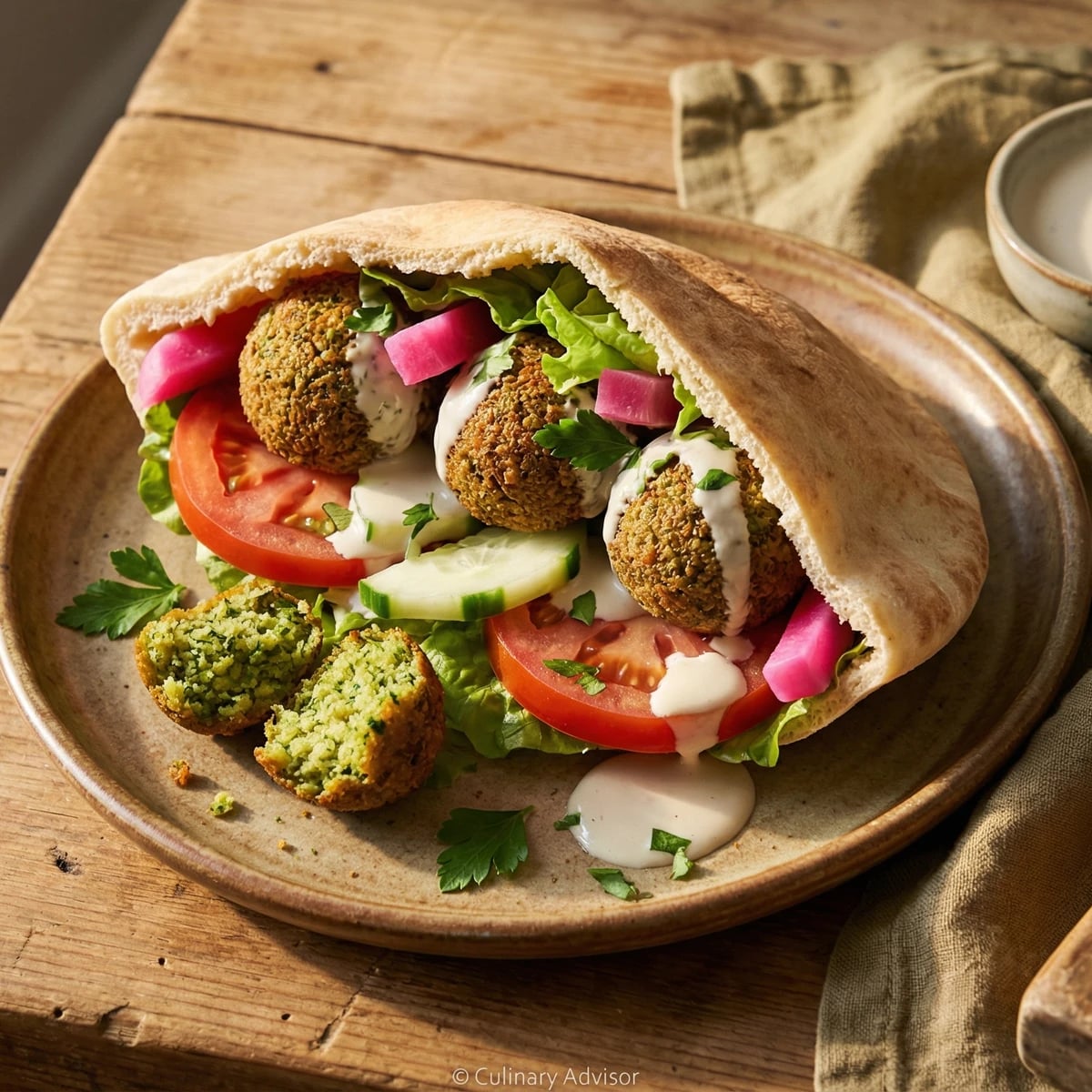 Falafel Pita with Market Vegetables
