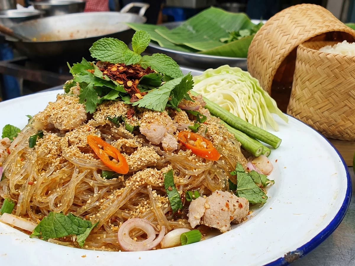 Isan Glass Noodle Larb (Larb Wun Sen) - Chef Fai