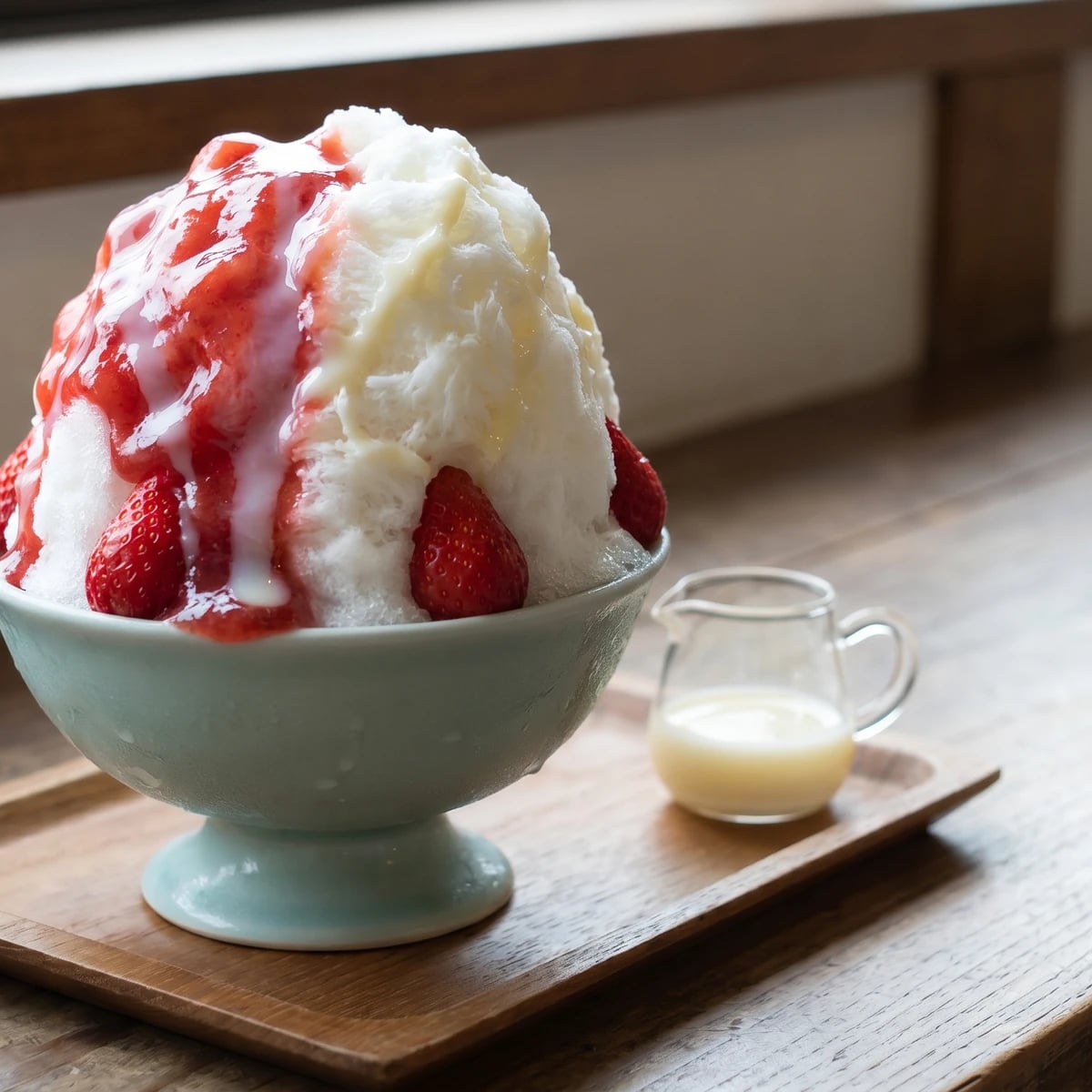 Ichigo Miruku Kakigōri (いちごミルクかき氷, strawberry condensed milk shaved ice)