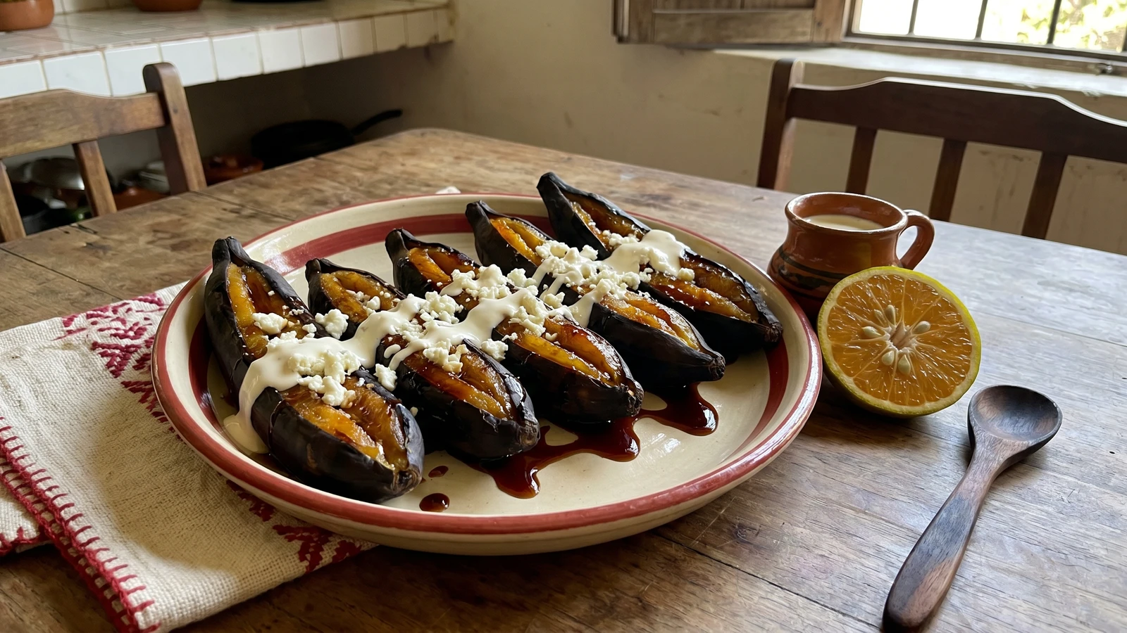 Plátanos al Horno con Naranja Agria