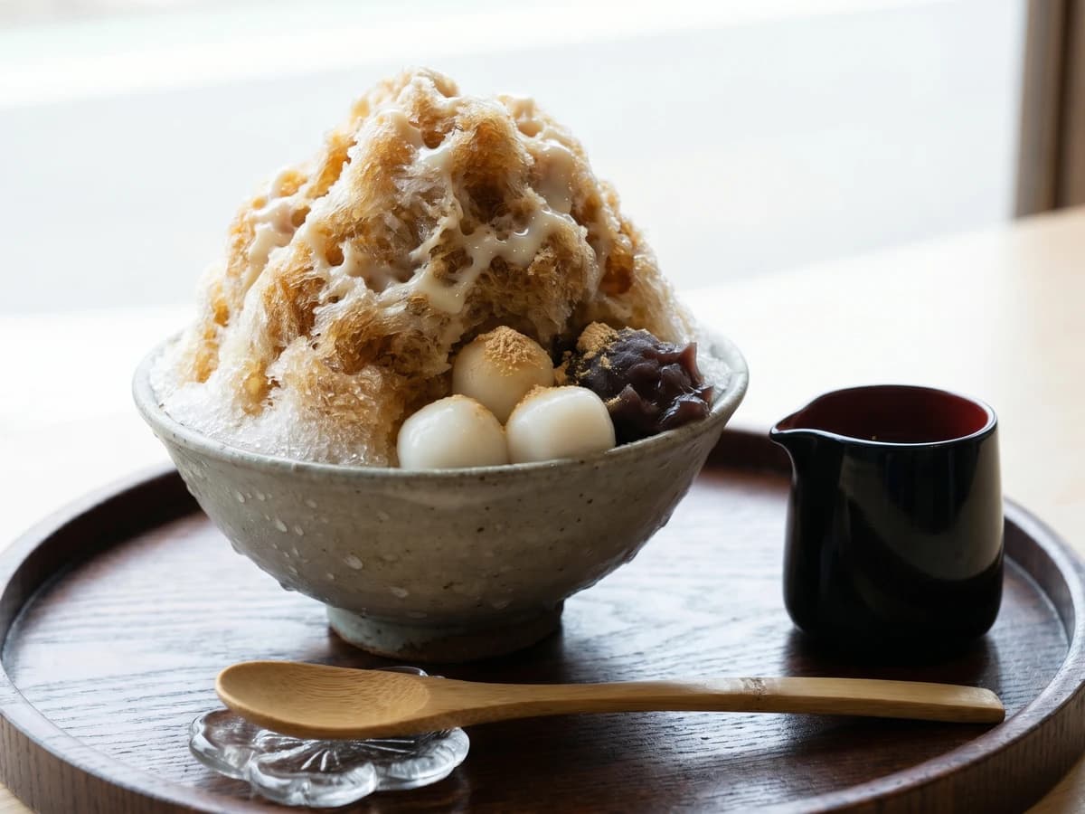 Roasted Tea Shaved Ice (ほうじ茶かき氷, Hōjicha Kakigōri) - Chef Takumi