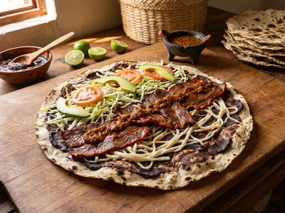 Tlayuda Mixteca con Cecina y Maíz Criollo - Chef Lupita