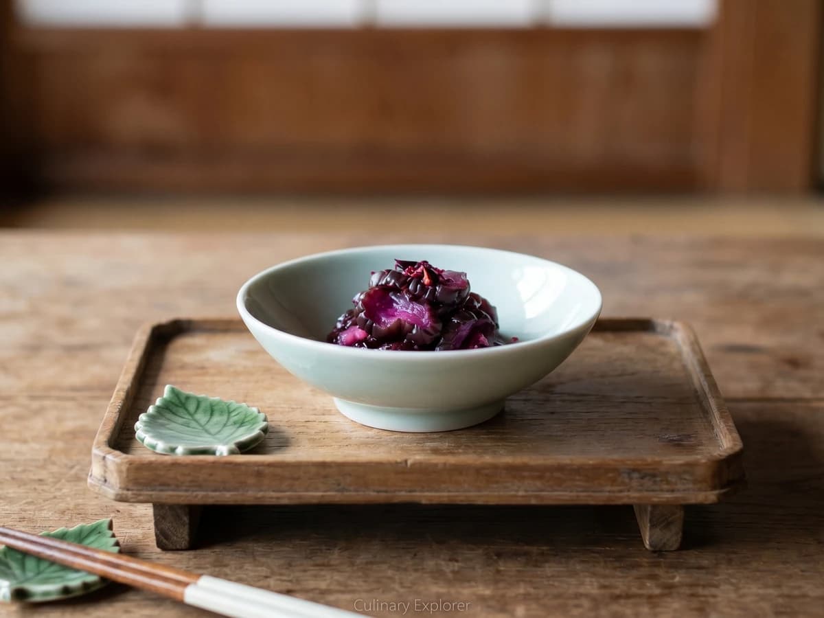 Shibazuke (しば漬け, Kyoto red-shiso pickle) - Chef Takumi