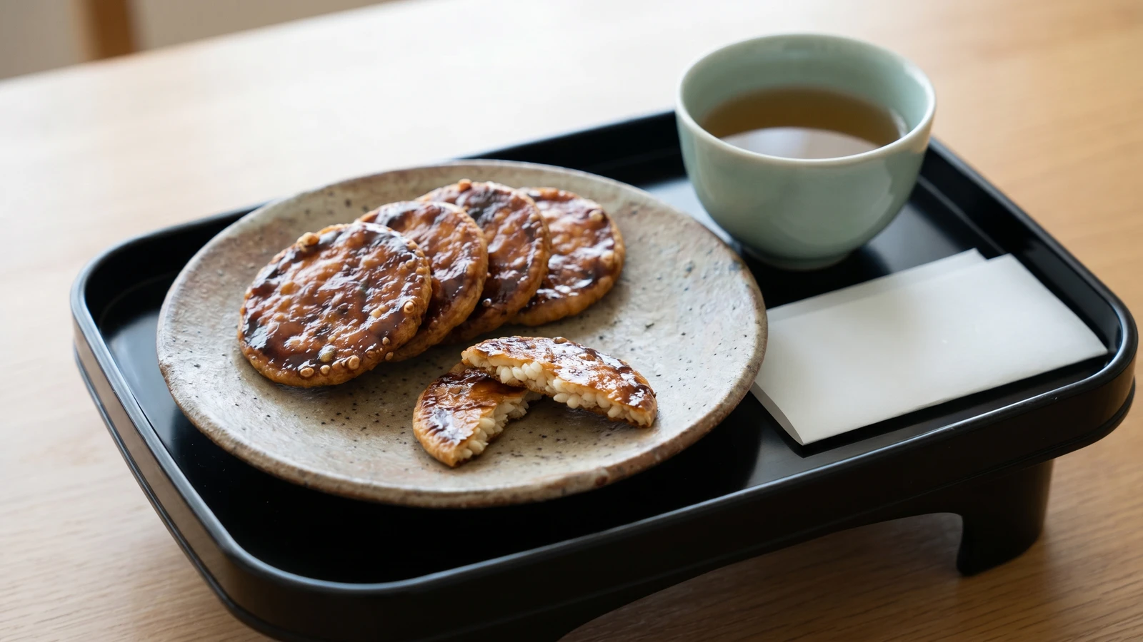 Soy-Glazed Rice Crackers (醤油せんべい, Shōyu Senbei)