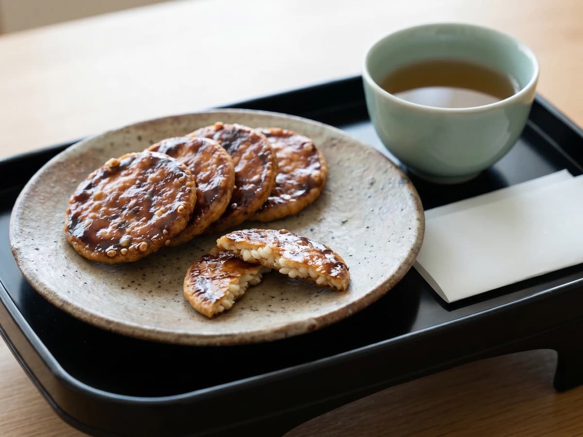 Soy-Glazed Rice Crackers (醤油せんべい, Shōyu Senbei) - Chef Takumi