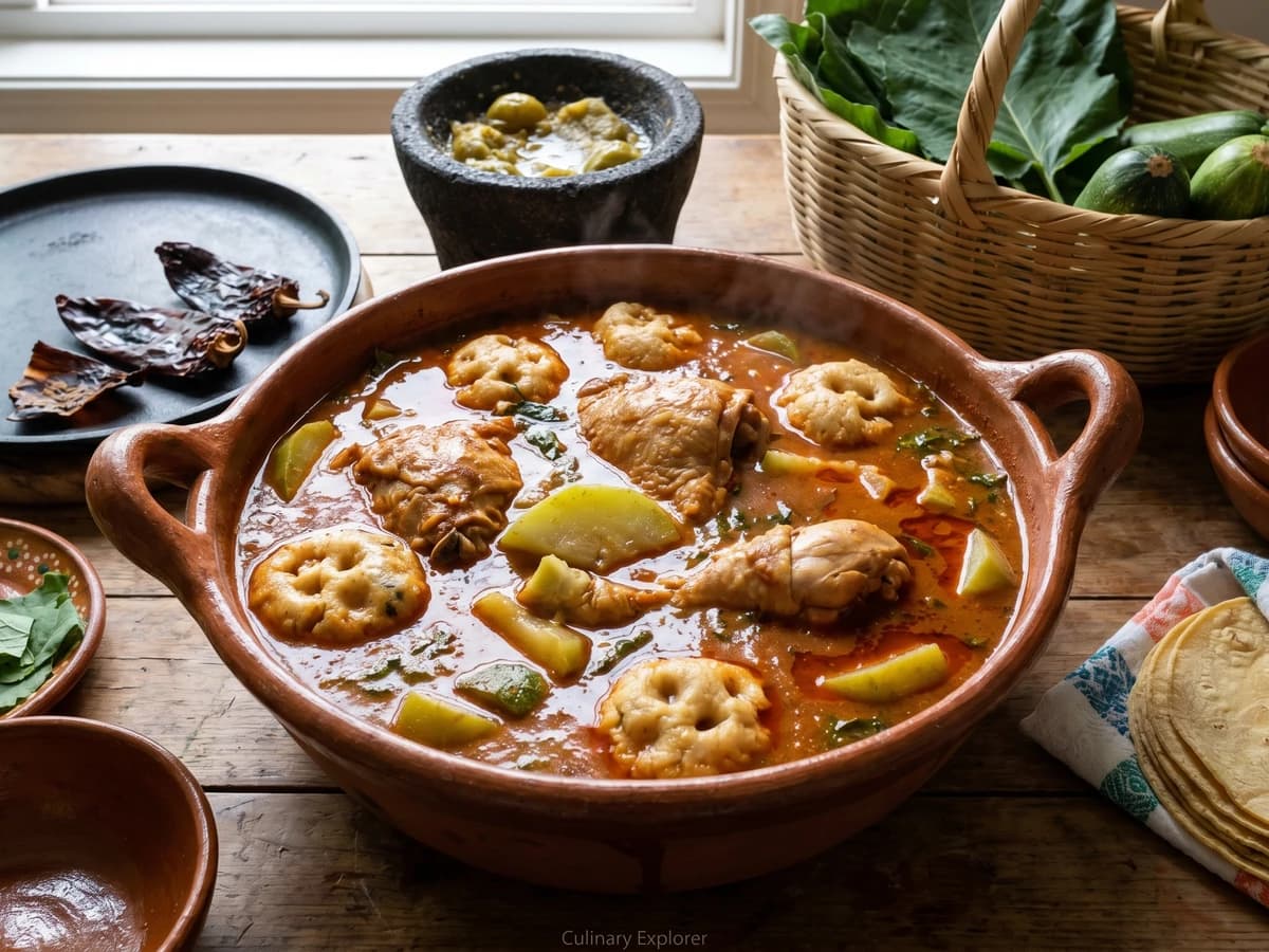 Veracruz Tesmole with Chochoyones - Chef Lupita