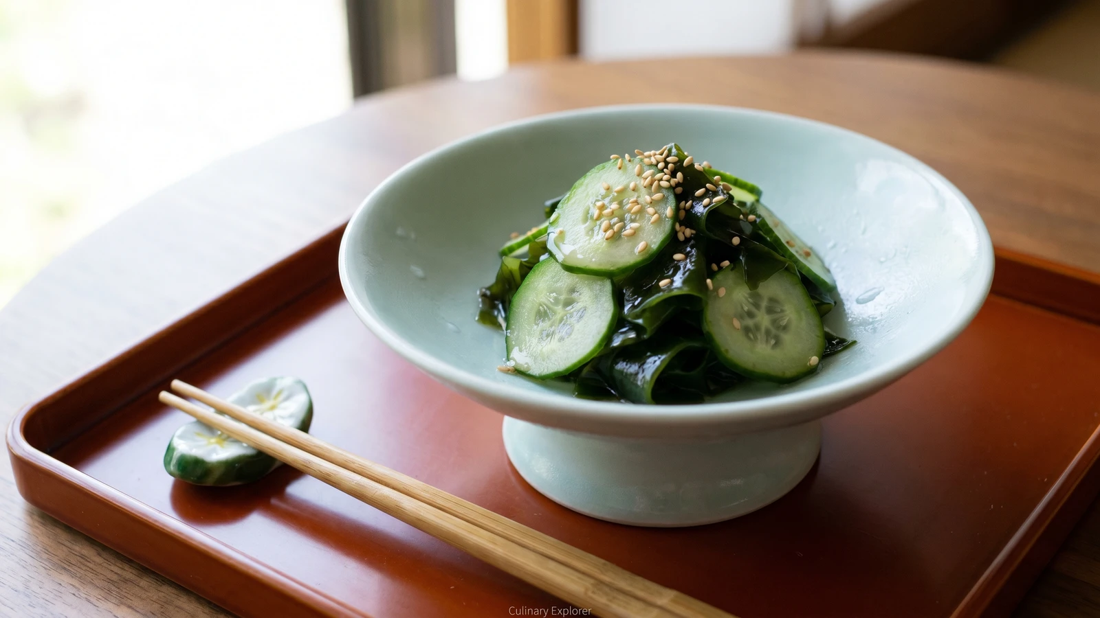Cucumber and Wakame Sunomono (きゅうりとわかめの酢の物, Kyūri to Wakame no Sunomono)
