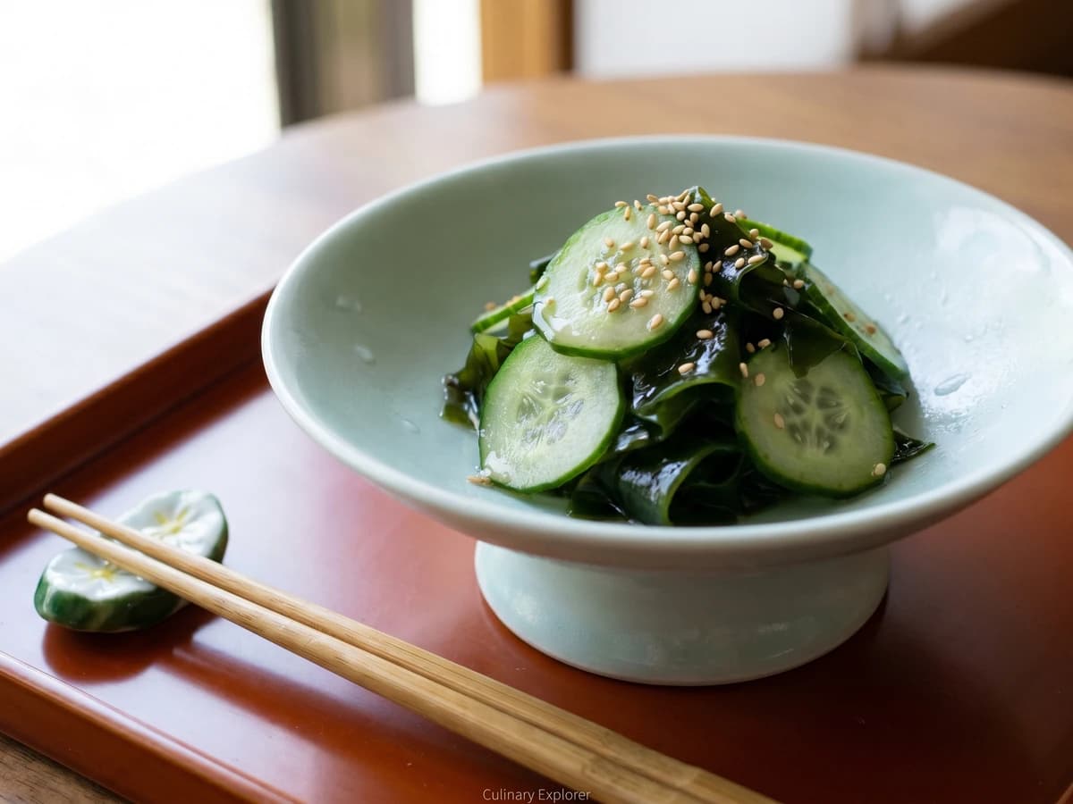 Cucumber and Wakame Sunomono (きゅうりとわかめの酢の物, Kyūri to Wakame no Sunomono)