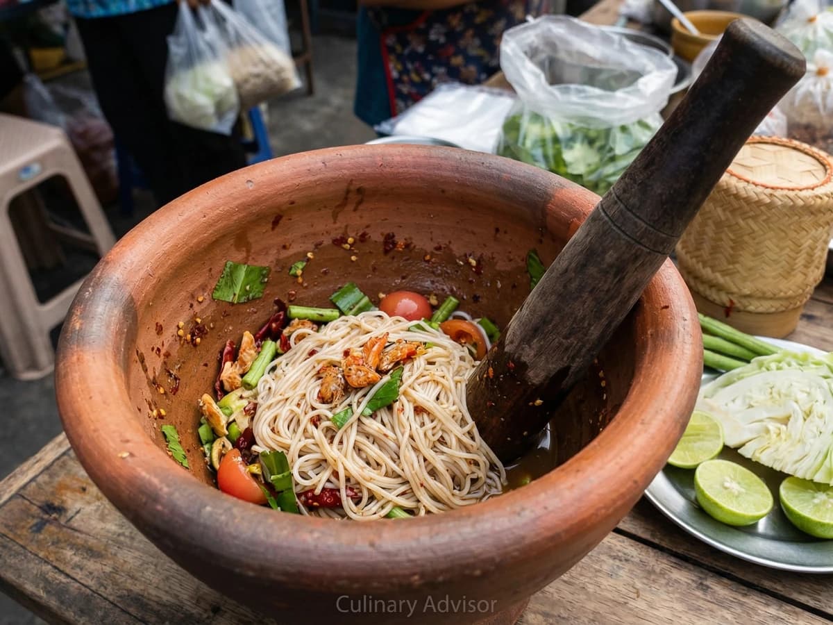 Rice Noodle Pounded Salad (Tam Sua) - Chef Fai