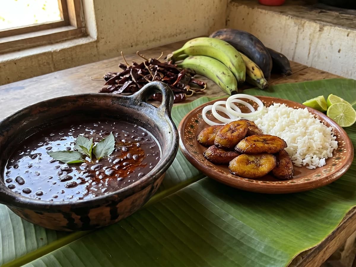 Frijoles Negros Costeños con Plátano Frito - Chef Lupita