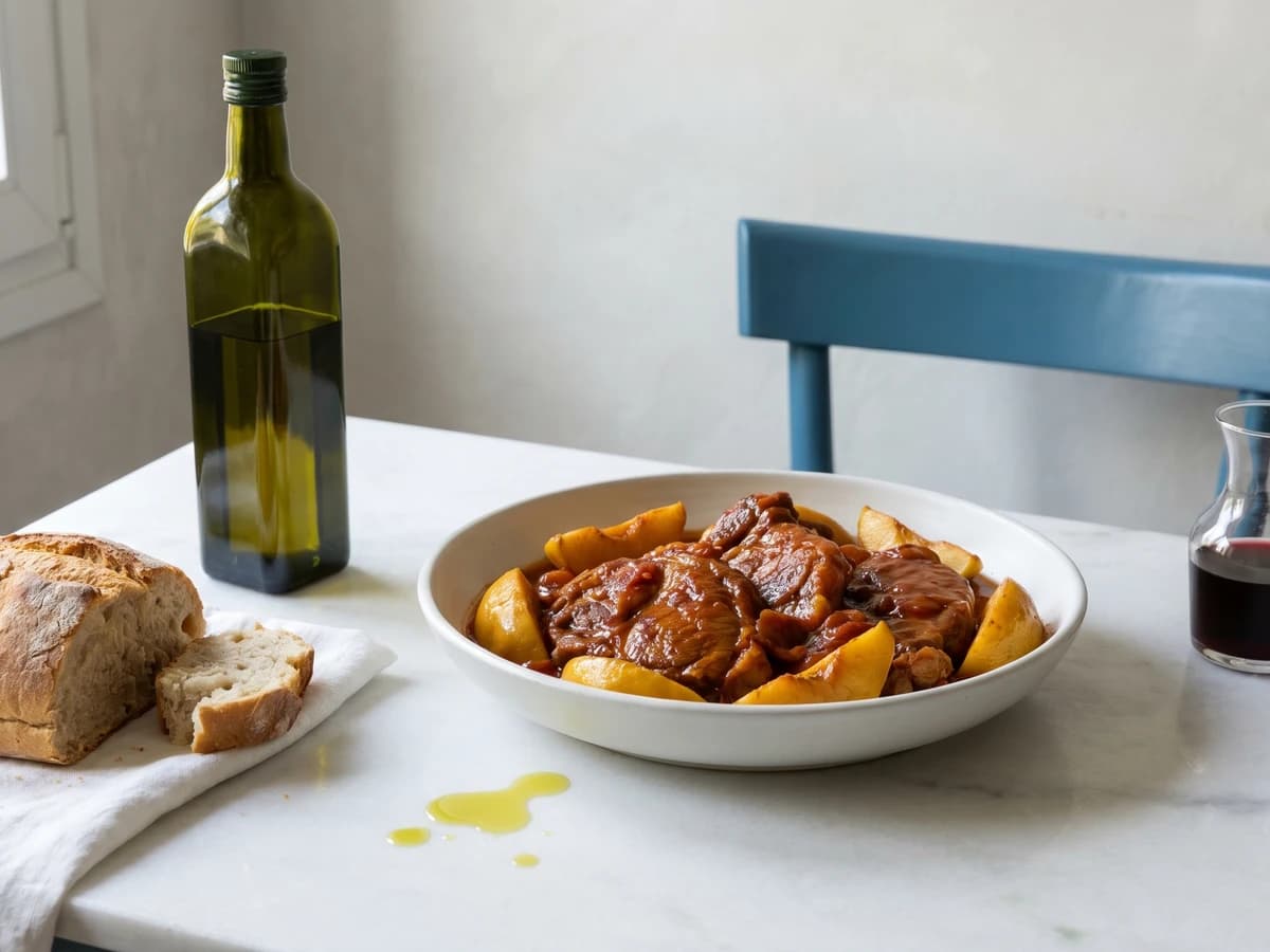 Macedonian Pork with Quinces (Choirino me Kydonia, Χοιρινό με Κυδώνια) - Chef Dimitra