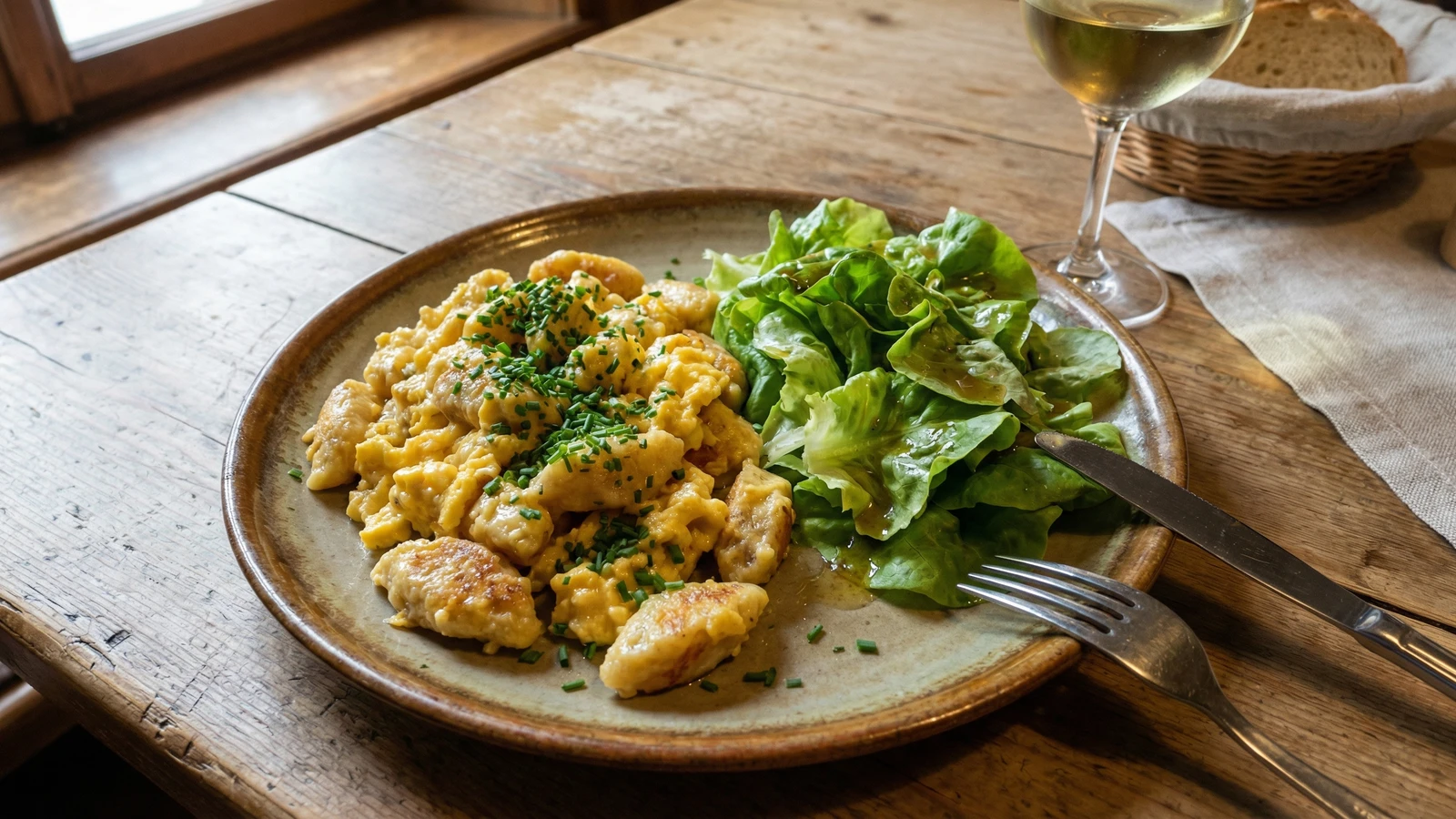 Eiernockerl mit Grünem Salat