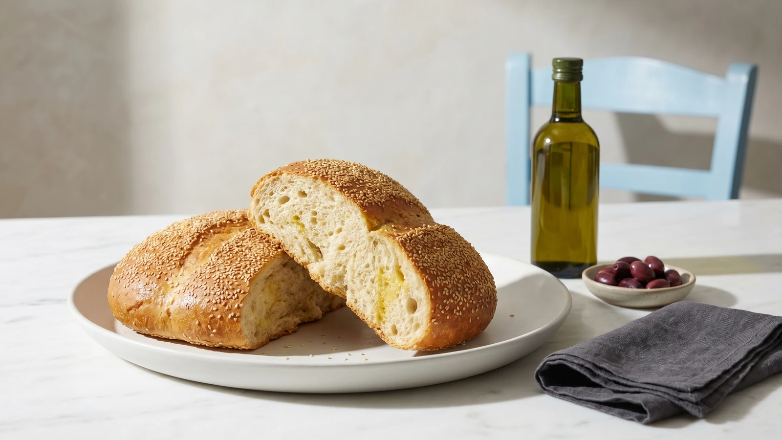 Cretan Eftazymo (Εφτάζυμο), Chickpea-Leavened Bread
