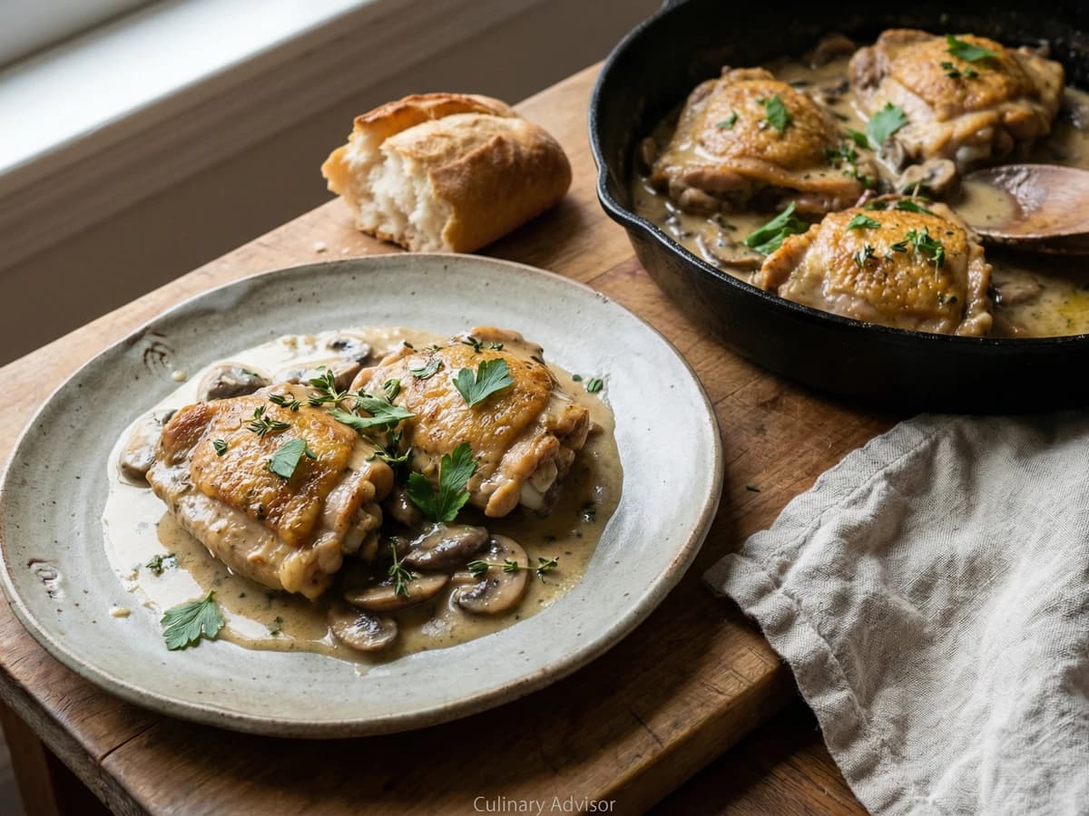 Chicken in Mushroom and Cream Sauce - Chef Thomas