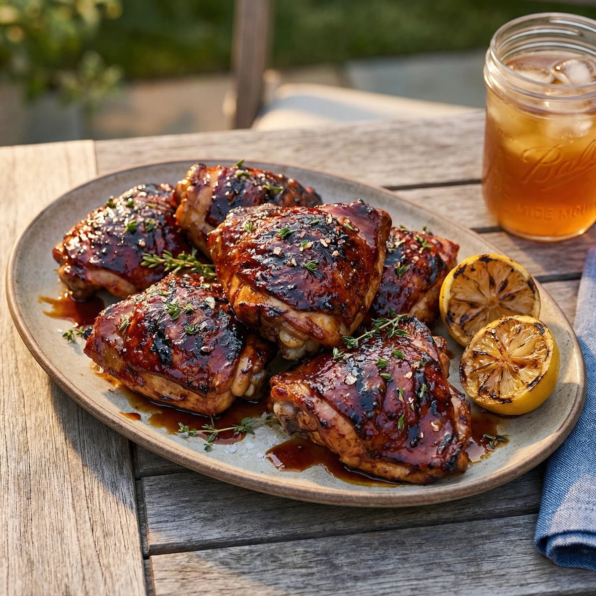 Honey-Bourbon Glazed Grilled Chicken Thighs