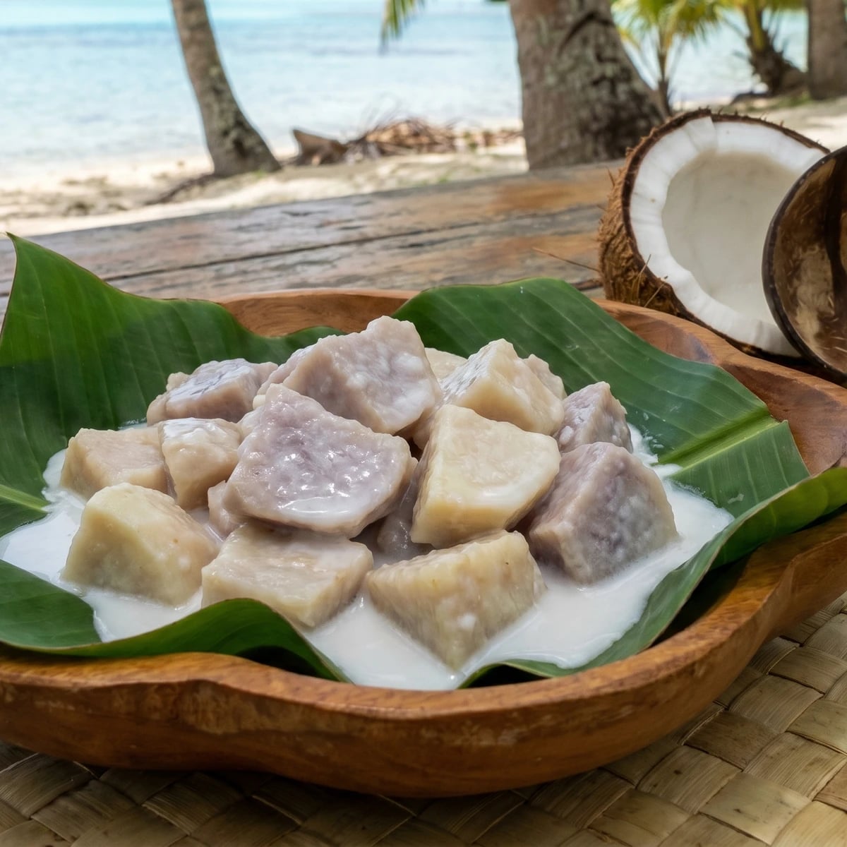Taro au Lait de Coco (Tahitian Taro in Coconut Milk)