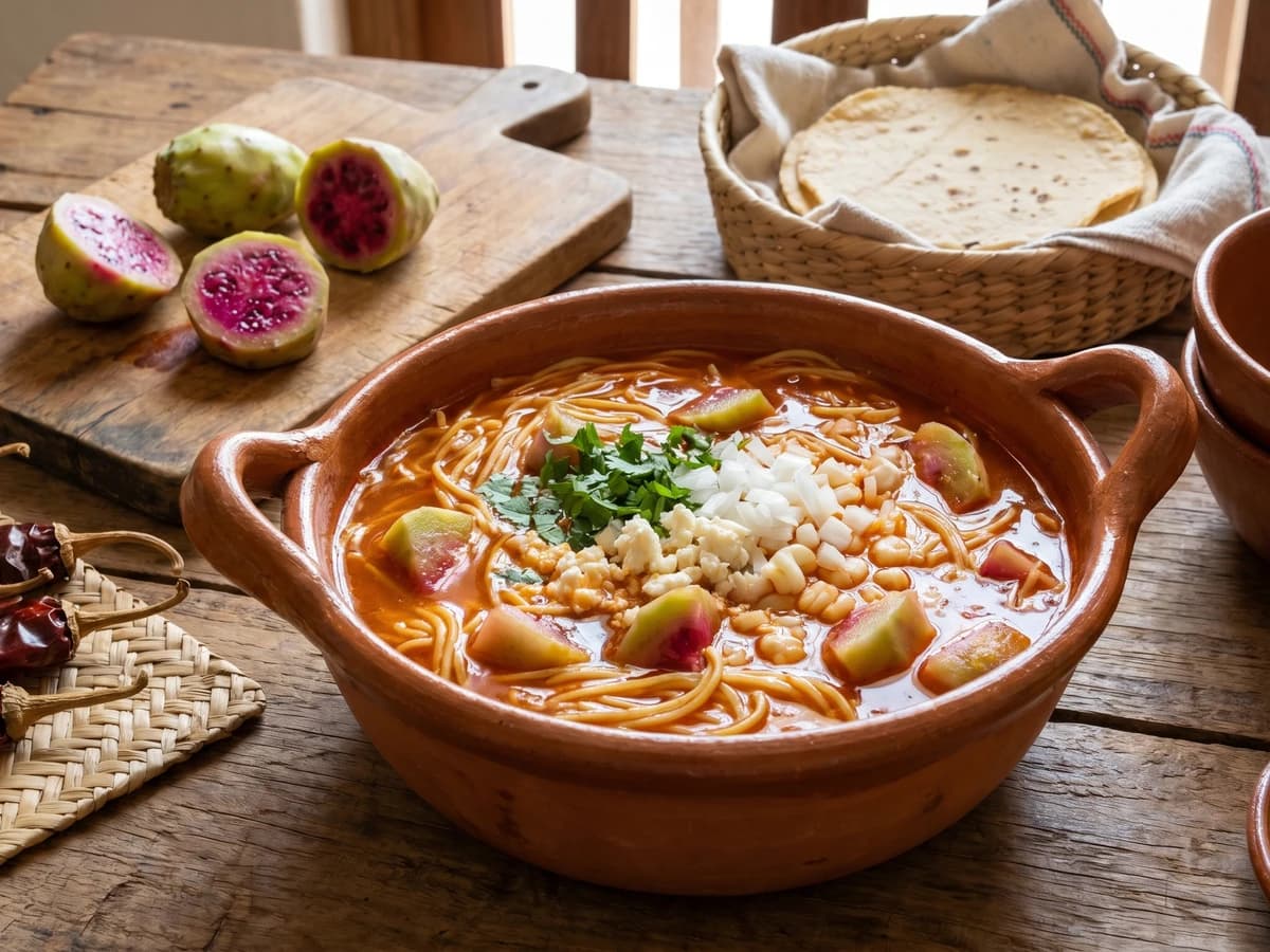 Sopa de Fideo Bajio con Xoconostle - Chef Lupita