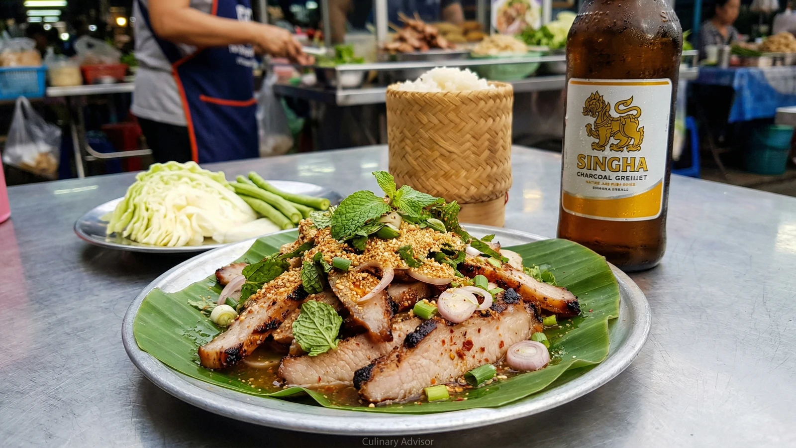 Grilled Pork Waterfall Salad (Nam Tok Moo, น้ำตกหมู)
