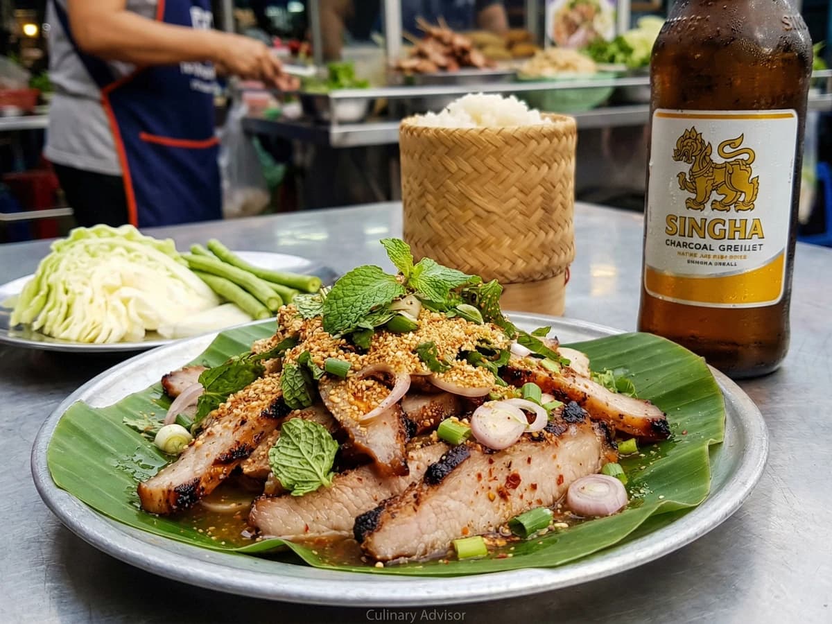 Grilled Pork Waterfall Salad (Nam Tok Moo, น้ำตกหมู) - Chef Fai