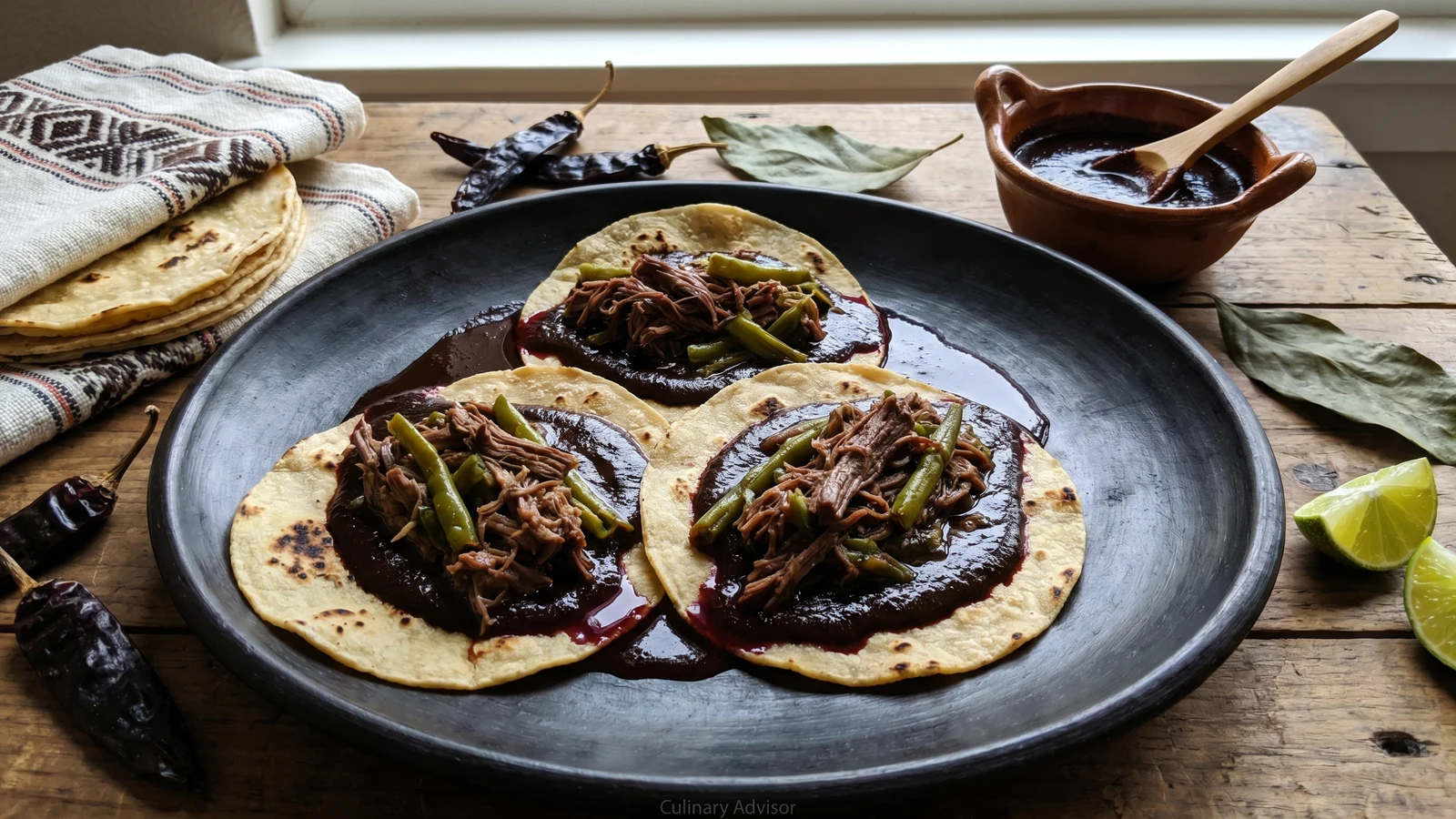 Tacos de Chichilo con Res y Hoja de Aguacate