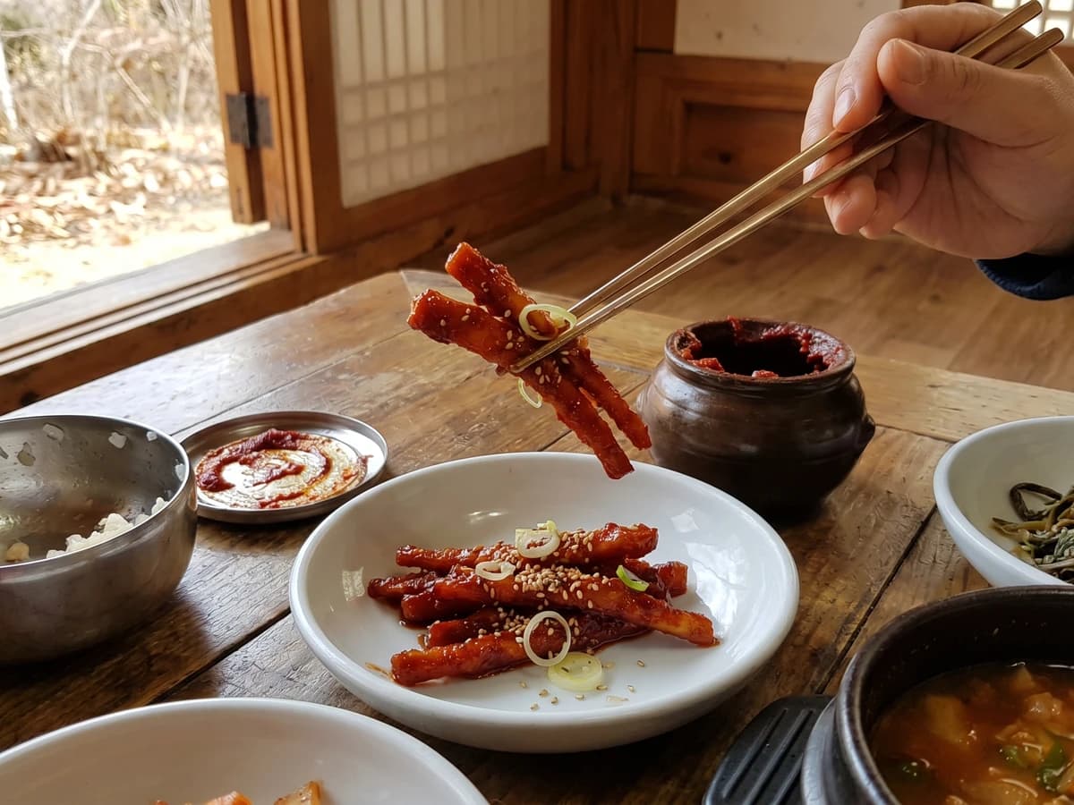 Deodeok-jangajji (더덕장아찌, Gochujang-Cured Bellroot) - Chef Jeong-sun